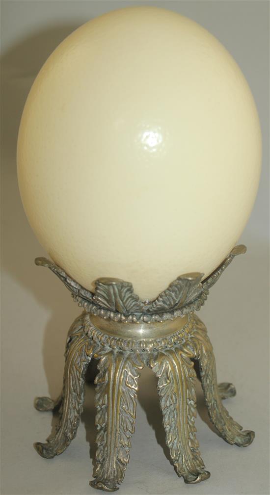 Manner of Redmile. An ostrich egg, 9.75in.